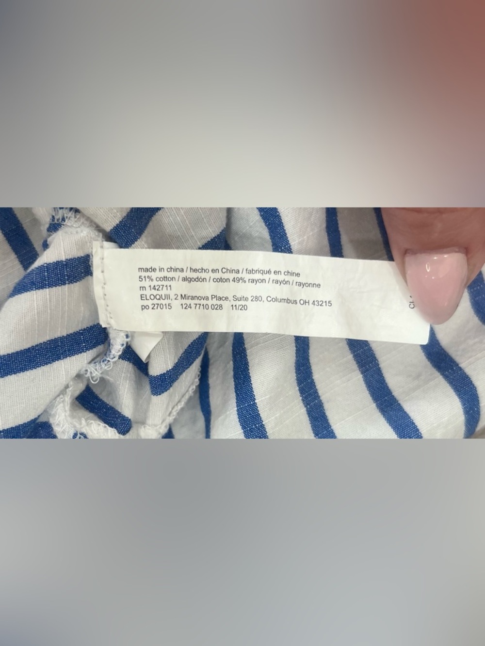Eloquii Blue White Stripe Tunic Shirt Dress, Plus Size 18/20 - Picture 10 of 10